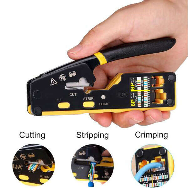 Modulaire krimptang, knip- en draadstripper